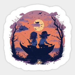 Vampire Fishing with Girlfriend Sticker